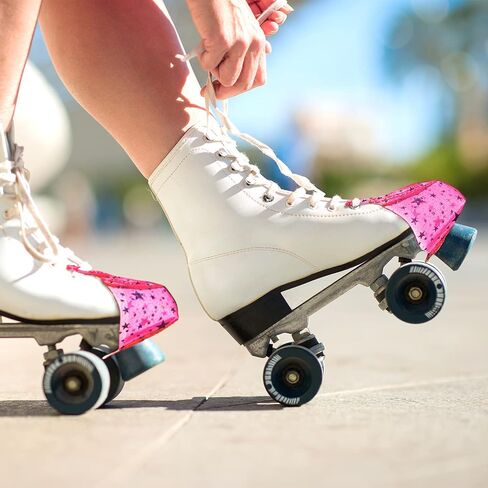 SATINIOR 6 Pieces Toe Cap Guards Protectors PVC Skate Toe Caps Roller Toe Guards for Quad Roller Skates, Black White Pink in Saudi Arabia