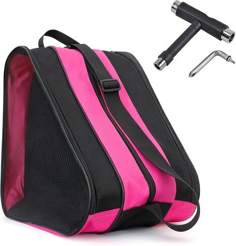 Qavctw Roller Skate Bag Ice Skate with T Tool Accessory Adjustable Shoulder Strap and Top Handle Oxford Cloth Premium Bag to Carry Ice Skates Roller Skates Inline Skates for Both Kids and Adults in Saudi Arabia