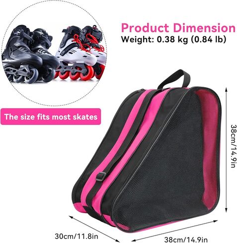 Qavctw Roller Skate Bag Ice Skate with T Tool Accessory Adjustable Shoulder Strap and Top Handle Oxford Cloth Premium Bag to Carry Ice Skates Roller Skates Inline Skates for Both Kids and Adults in Saudi Arabia