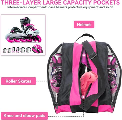 Qavctw Roller Skate Bag Ice Skate with T Tool Accessory Adjustable Shoulder Strap and Top Handle Oxford Cloth Premium Bag to Carry Ice Skates Roller Skates Inline Skates for Both Kids and Adults in Saudi Arabia