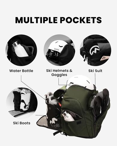 حقيبة أحذية التزلج OutdoorMaster 50L - أحذية التزلج والتزحلق على الجليد حقيبة ظهر للسفر مع حجرة للخوذة | الجزء الخارجي والسفلي مقاوم للماء in Kuwait