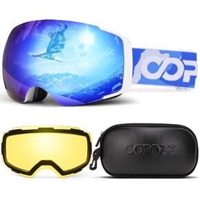 COPOZZ Polarized Adult Ski Goggles Set - M1 Magnetic Lens Snowboard Snow Goggle, OTG Anti-Fog Skiing Glasses Goggles