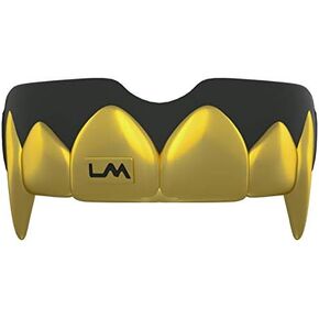 Loudmouth Sport Mouth Guard | 3D Vampire Fangs Adult & Youth Mouth Guard Sports | Boil & Bite Mouthguard for Football, Basketball, Hockey, MMA, Boxing, Lacrosse, More (3D Vampire Fangs - Black/Gold) in Kuwait