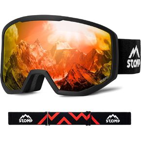 STOMP Ski/Snowboarding Goggles 100% UV400 Protection Replaceable Lens/Straps Goggle for Men, Women & Youth
