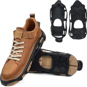 Ice Cleats Snow Traction Crampons Anti-Slip Ice Grippers Indoor Slip-On Safety Walk Traction Cleats Rubber Footwear for Boots Shoes Men Women
