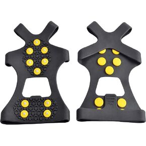WAYPOR Ice Grips, Traction Cleats, Ice Cleat, Easy Slip On, Outdoor Durable, 10 Steel Studs, Stretchable, Prevent Slipping from Ice/Snow, Extra Studs Included in Each Package.