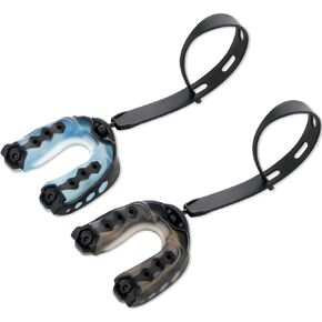 Sibba 2PCS Mouth Guard with Strap, Soft Youth Football Mounthpiece, Professional Sports Mouthguard for Boxing, MMA, Karate, Jujitsu, Basketball, Rugby, Hockey(Blue & Grey) in Kuwait