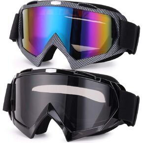 Rngeo Ski Goggles, 2 Pack Motorcycle Goggles Snowboard Glasses Men Women UV Protection Anti-Glare