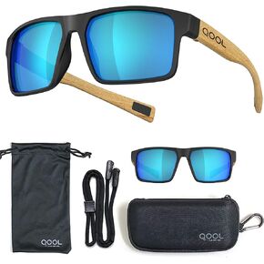 QOOL TIMES rectangle Polarized fishing Sunglasses for Men Women, Running Hunting Golfing Cycling Hiking Outdoors