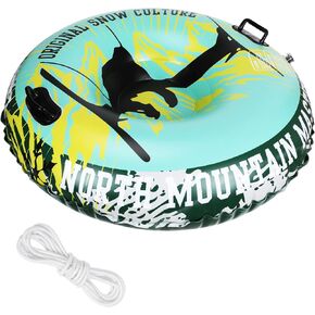 أنبوب قابل للنفخ شديد التحمل مقاس 47 بوصة من D-TEND للبالغين والأطفال، أنبوب مضاد للتجمد مقاوم للاهتراء للرياضة الشتوية الخارجية مع أصدقاء الأطفال باللون الأخضر in Kuwait