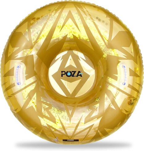 أنبوب ثلج قابل للنفخ من بوزا - أنبوب زلاجة ثلجية كبير فاخر مع مقابض وقصاصات ثلج ذهبية، مزلجة أنبوبية PVC متينة مقاومة للبرد للبالغين والأطفال - 41 بوصة in Kuwait