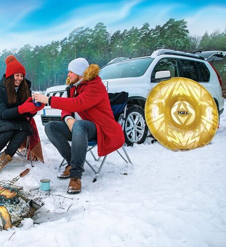 أنبوب ثلج قابل للنفخ من بوزا - أنبوب زلاجة ثلجية كبير فاخر مع مقابض وقصاصات ثلج ذهبية، مزلجة أنبوبية PVC متينة مقاومة للبرد للبالغين والأطفال - 41 بوصة in Kuwait