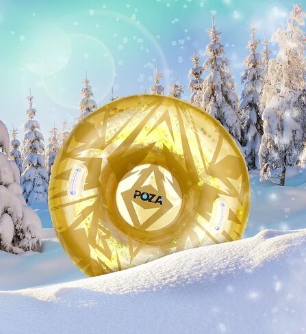 أنبوب ثلج قابل للنفخ من بوزا - أنبوب زلاجة ثلجية كبير فاخر مع مقابض وقصاصات ثلج ذهبية، مزلجة أنبوبية PVC متينة مقاومة للبرد للبالغين والأطفال - 41 بوصة in Kuwait