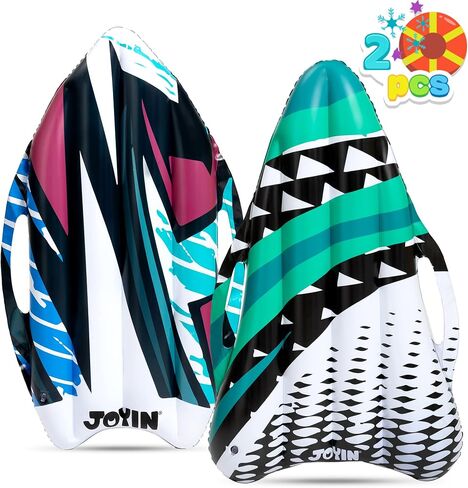 JOYIN Inflatable Snow Sleds (2 Pack), 40" Heavy Duty Snow Tube with Handles, Cold Resistant Snow Sled for Kids and Adults Winter Toys Gifts,Toboggan for Family Winter Outdoor Activity(Green) in Saudi Arabia