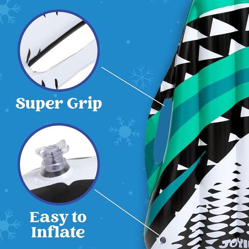 JOYIN Inflatable Snow Sleds (2 Pack), 40" Heavy Duty Snow Tube with Handles, Cold Resistant Snow Sled for Kids and Adults Winter Toys Gifts,Toboggan for Family Winter Outdoor Activity(Green) in Saudi Arabia