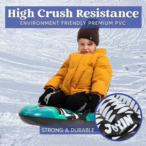 JOYIN Inflatable Snow Sleds (2 Pack), 40" Heavy Duty Snow Tube with Handles, Cold Resistant Snow Sled for Kids and Adults Winter Toys Gifts,Toboggan for Family Winter Outdoor Activity(Green) in Saudi Arabia