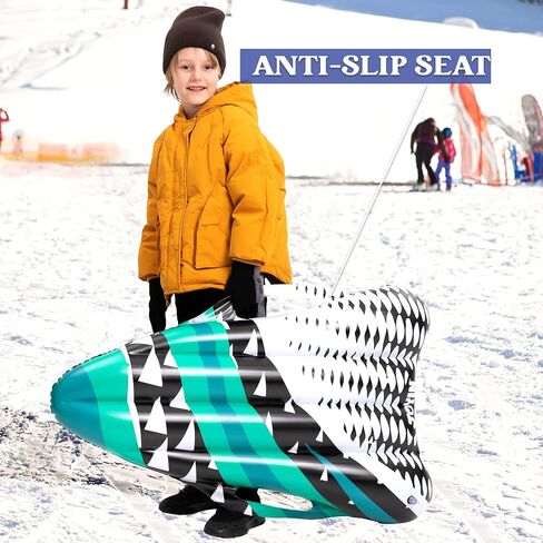 JOYIN Inflatable Snow Sleds (2 Pack), 40" Heavy Duty Snow Tube with Handles, Cold Resistant Snow Sled for Kids and Adults Winter Toys Gifts,Toboggan for Family Winter Outdoor Activity(Green) in Saudi Arabia