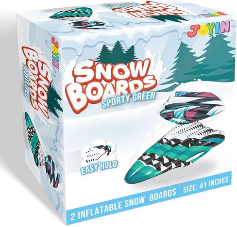 JOYIN Inflatable Snow Sleds (2 Pack), 40" Heavy Duty Snow Tube with Handles, Cold Resistant Snow Sled for Kids and Adults Winter Toys Gifts,Toboggan for Family Winter Outdoor Activity(Green) in Saudi Arabia