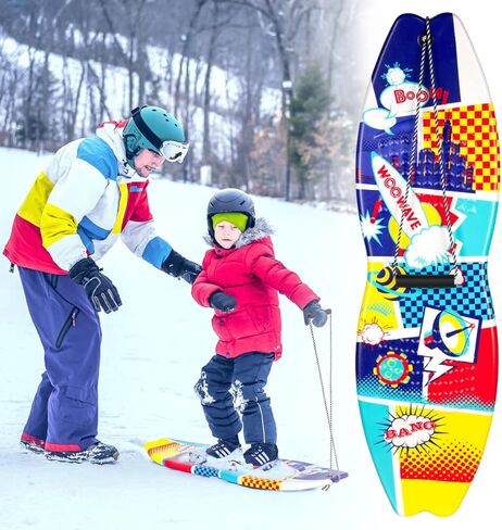 WOOWAVE قسط زلاجات الثلج على الجليد للأطفال 42 بوصة زلاجات رغوة للثلج مع أسفل أملس وحبل السحب in Kuwait