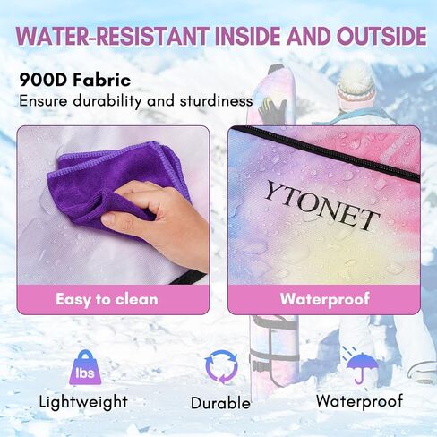حقيبة تزلج Ytonet، حقائب تزلج مقاومة للماء للسفر الجوي، حقائب تزلج على الجليد قابلة للتوسيع للنساء تناسب الزلاجات حتى 200 سم، حقائب سفر للتزلج تحمل حقائب عبر البلاد، انحدار، ملابس، وردي in Kuwait