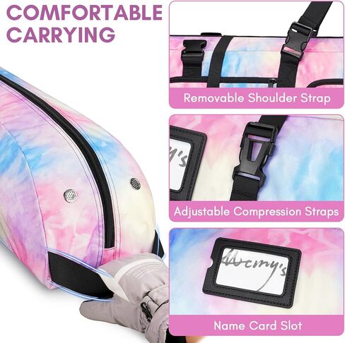 حقيبة تزلج Ytonet، حقائب تزلج مقاومة للماء للسفر الجوي، حقائب تزلج على الجليد قابلة للتوسيع للنساء تناسب الزلاجات حتى 200 سم، حقائب سفر للتزلج تحمل حقائب عبر البلاد، انحدار، ملابس، وردي in Kuwait