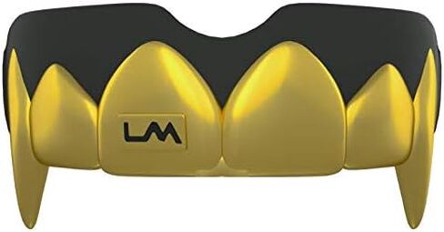 Loudmouth Sport Mouth Guard | 3D Vampire Fangs Adult & Youth Mouth Guard Sports | Boil & Bite Mouthguard for Football, Basketball, Hockey, MMA, Boxing, Lacrosse, More (3D Vampire Fangs - Black/Gold) in Kuwait