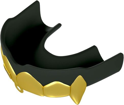 Loudmouth Sport Mouth Guard | 3D Vampire Fangs Adult & Youth Mouth Guard Sports | Boil & Bite Mouthguard for Football, Basketball, Hockey, MMA, Boxing, Lacrosse, More (3D Vampire Fangs - Black/Gold) in Kuwait