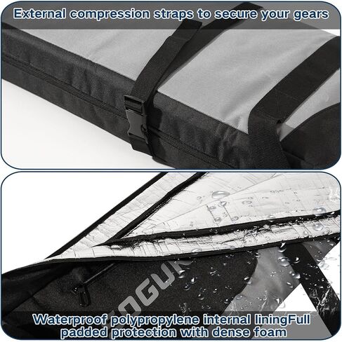 SOGUKOER حقيبة تزلج مبطنة على الجليد حقيبة مقاومة للماء مع أشرطة ضغط حقيبة سفر متينة للتزلج مع جيب طول قابل للتعديل لنقل السفر الجوي الثلجي للجنسين in Kuwait