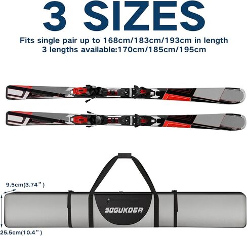 SOGUKOER حقيبة تزلج مبطنة على الجليد حقيبة مقاومة للماء مع أشرطة ضغط حقيبة سفر متينة للتزلج مع جيب طول قابل للتعديل لنقل السفر الجوي الثلجي للجنسين in Kuwait