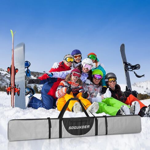 SOGUKOER حقيبة تزلج مبطنة على الجليد حقيبة مقاومة للماء مع أشرطة ضغط حقيبة سفر متينة للتزلج مع جيب طول قابل للتعديل لنقل السفر الجوي الثلجي للجنسين in Kuwait
