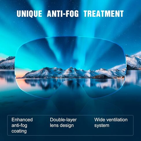 نظارات هينوتي للتزلج، نظارات التزلج على الجليد للرجال والنساء والشباب - حماية 100% من الأشعة فوق البنفسجية، رغوة مضادة للخدش والغبار (بدون إطار) in Kuwait
