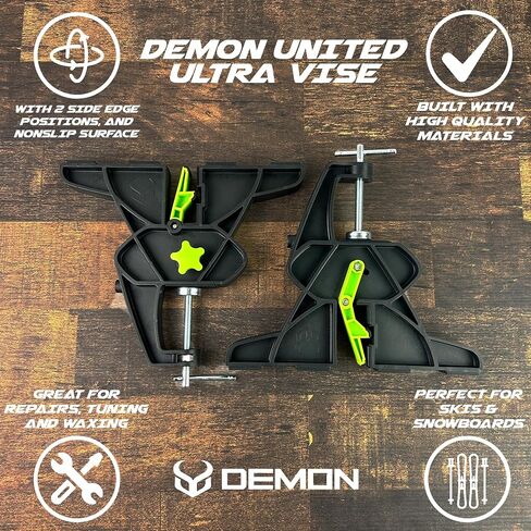 Demon Ski and Snowboard Ultra Vise for Tuning, Repair and Waxing, No Slip Vice Grips with Horizontal and Vertical Working Positions, Magnetic Tool Holder and Secure Board Grip Center Arm (Pair) in Saudi Arabia