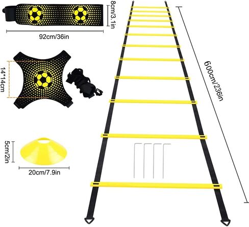 YGORTECH Football Speed Agility Training Set Agility Ladder 12 Sports Cones and Football Kick Trainer Football Training Equipment Footwork Drills for Kids and Adults in Kuwait