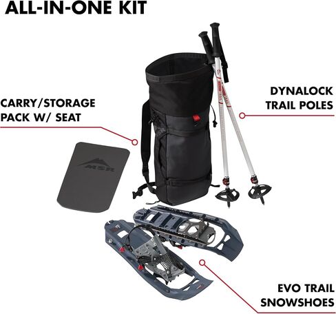 MSR Evo Trail Snowshoe Kit with Trekking Poles and Seat-Cushion Backpack in Saudi Arabia
