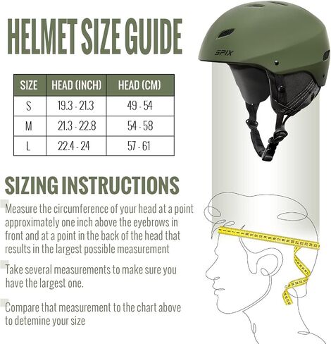 SPIX Ski Helmet Snowboard Helmet - ASTM Safety Standard Size Adjustable for Adults Youth Men and Women in Kuwait