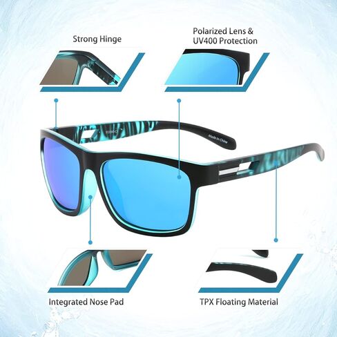 MALIDAK Floating Sunglasses, TPX Polarized Floating Sunglasses, Sunglasses With Case for Men in Kuwait