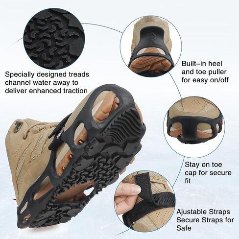 Spikeless Shoe Cleats Anti Slip Roofing Shoes for Wet Floors | Rubber Traction Shoe Cover, Anti Slip Shoe Grips, Work Boots Shoes, Overshoes for Wet Floors, Wood Decks, Slippery Surfaces in Kuwait
