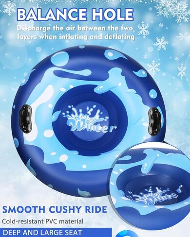 أنبوب قابل للنفخ شديد التحمل مقاس 47 بوصة من D-TEND للبالغين والأطفال، أنبوب مضاد للتجمد مقاوم للاهتراء للرياضة الشتوية الخارجية مع أصدقاء الأطفال in Kuwait