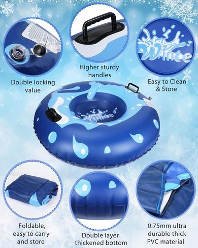 أنبوب قابل للنفخ شديد التحمل مقاس 47 بوصة من D-TEND للبالغين والأطفال، أنبوب مضاد للتجمد مقاوم للاهتراء للرياضة الشتوية الخارجية مع أصدقاء الأطفال in Kuwait