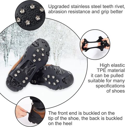 مقابض أحذية الثلج من ISTATSO، مسامير أحذية للثلج والجليد، مرابط ثلج للأحذية والأحذية طويلة الرقبة مع 10 مقابض مدببة من الفولاذ المقاوم للصدأ للأشرطة لأحذية المشي لمسافات طويلة، والمشي، وصيد الأسماك على الجليد، والركض، والمشي لمسافات طويلة in Kuwait