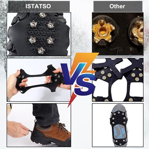 مقابض أحذية الثلج من ISTATSO، مسامير أحذية للثلج والجليد، مرابط ثلج للأحذية والأحذية طويلة الرقبة مع 10 مقابض مدببة من الفولاذ المقاوم للصدأ للأشرطة لأحذية المشي لمسافات طويلة، والمشي، وصيد الأسماك على الجليد، والركض، والمشي لمسافات طويلة in Kuwait