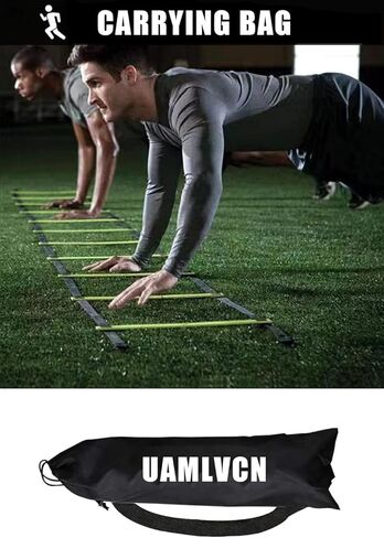 UAMLVCN سلم الرشاقة الرياضي 6 درجات/8 درجات/10 درجات/12 درجة/14 درجة/16 درجة/20 درجة تدريب كرة القدم مع حقيبة معدات اللياقة البدنية أو تدريب سرعة خفة الحركة لتدريب كرة القدم وكرة السلة للرياضيين والمراهقين أو الأطفال أصفر/أحمر/أزرق in Kuwait