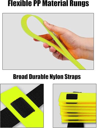 UAMLVCN سلم الرشاقة الرياضي 6 درجات/8 درجات/10 درجات/12 درجة/14 درجة/16 درجة/20 درجة تدريب كرة القدم مع حقيبة معدات اللياقة البدنية أو تدريب سرعة خفة الحركة لتدريب كرة القدم وكرة السلة للرياضيين والمراهقين أو الأطفال أصفر/أحمر/أزرق in Kuwait