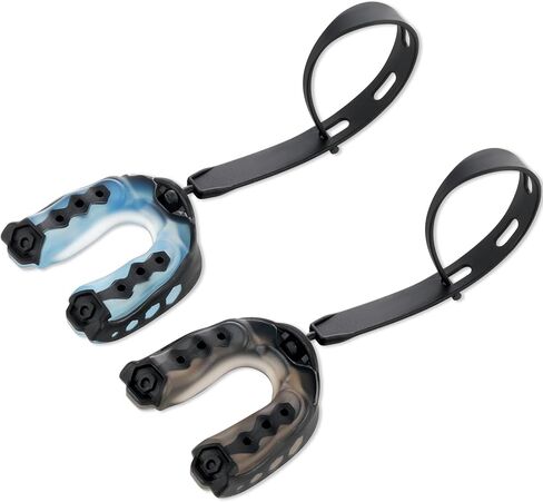 Sibba 2PCS Mouth Guard with Strap, Soft Youth Football Mounthpiece, Professional Sports Mouthguard for Boxing, MMA, Karate, Jujitsu, Basketball, Rugby, Hockey(Blue & Grey) in Kuwait