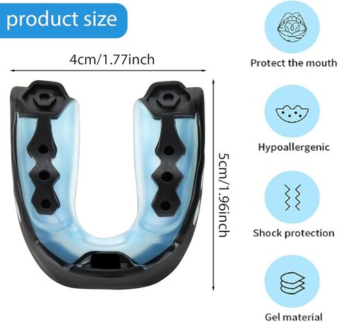Sibba 2PCS Mouth Guard with Strap, Soft Youth Football Mounthpiece, Professional Sports Mouthguard for Boxing, MMA, Karate, Jujitsu, Basketball, Rugby, Hockey(Blue & Grey) in Kuwait