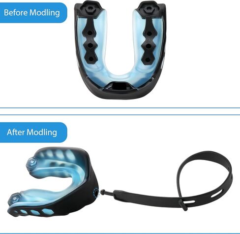 Sibba 2PCS Mouth Guard with Strap, Soft Youth Football Mounthpiece, Professional Sports Mouthguard for Boxing, MMA, Karate, Jujitsu, Basketball, Rugby, Hockey(Blue & Grey) in Kuwait