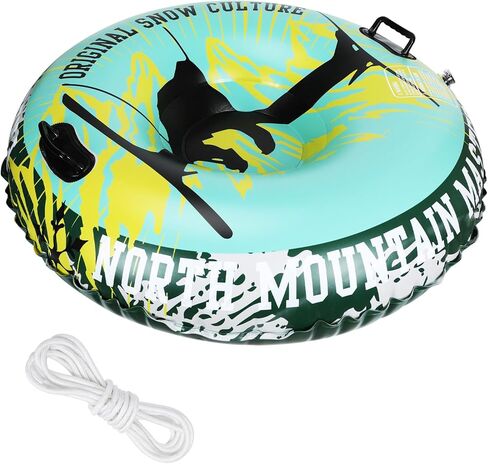 أنبوب قابل للنفخ شديد التحمل مقاس 47 بوصة من D-TEND للبالغين والأطفال، أنبوب مضاد للتجمد مقاوم للاهتراء للرياضة الشتوية الخارجية مع أصدقاء الأطفال باللون الأخضر in Kuwait