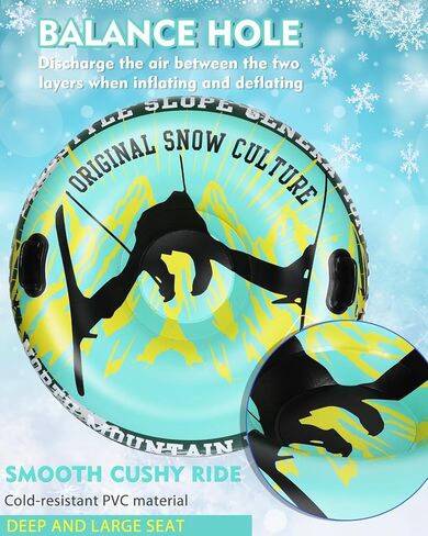 أنبوب قابل للنفخ شديد التحمل مقاس 47 بوصة من D-TEND للبالغين والأطفال، أنبوب مضاد للتجمد مقاوم للاهتراء للرياضة الشتوية الخارجية مع أصدقاء الأطفال باللون الأخضر in Kuwait