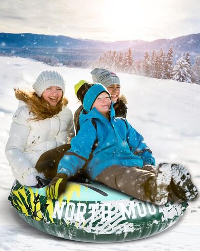 أنبوب قابل للنفخ شديد التحمل مقاس 47 بوصة من D-TEND للبالغين والأطفال، أنبوب مضاد للتجمد مقاوم للاهتراء للرياضة الشتوية الخارجية مع أصدقاء الأطفال باللون الأخضر in Kuwait