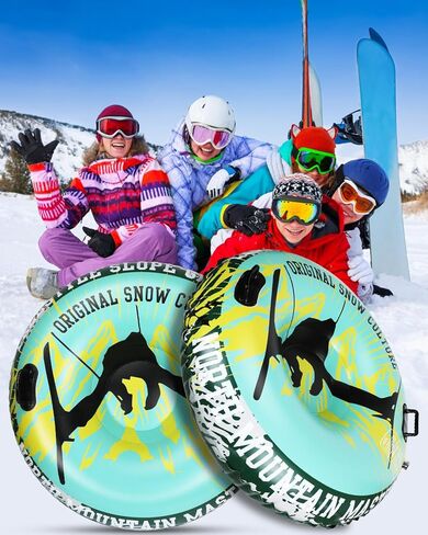 أنبوب قابل للنفخ شديد التحمل مقاس 47 بوصة من D-TEND للبالغين والأطفال، أنبوب مضاد للتجمد مقاوم للاهتراء للرياضة الشتوية الخارجية مع أصدقاء الأطفال باللون الأخضر in Kuwait